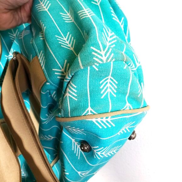 Women's Ame & Lulu's Boho Blue Broken Arrow Tennis Rack Zip Backpack Holder - Picture 6 of 11